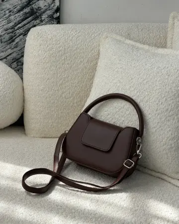 کیف دوشی دخترانه نادیا، رنگ قهوه ای — تصویر ۸ محصول